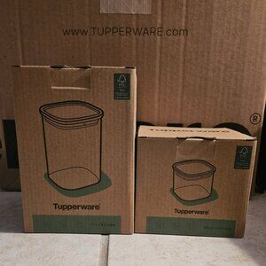 EXCLUSIVE - 2 Tupperware Glass and Bamboo Jars